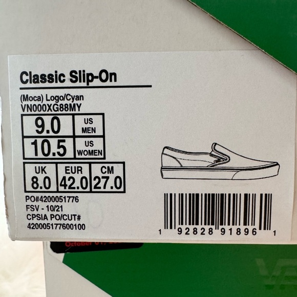 MOCA x Classic Slip-On 'Checkerboard - Cyan' New In Box - Picture 7 of 8